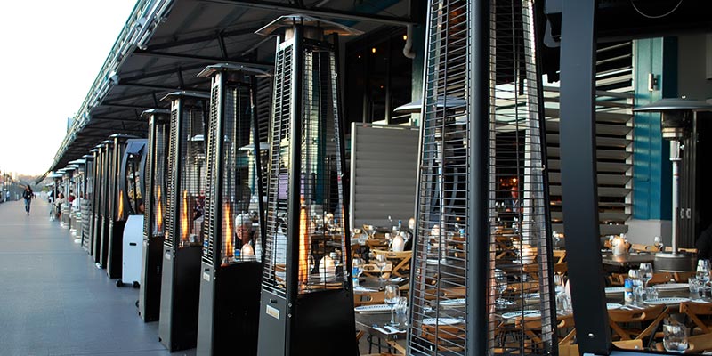 Propane heater outside of restraunt